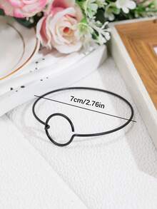 1 Màn Hợp Kim Kẽm Giữ Lại, Trang Trí Vòng Tối Giản Màn Khóa Cho Gia Đình - màu đen - Xem 4