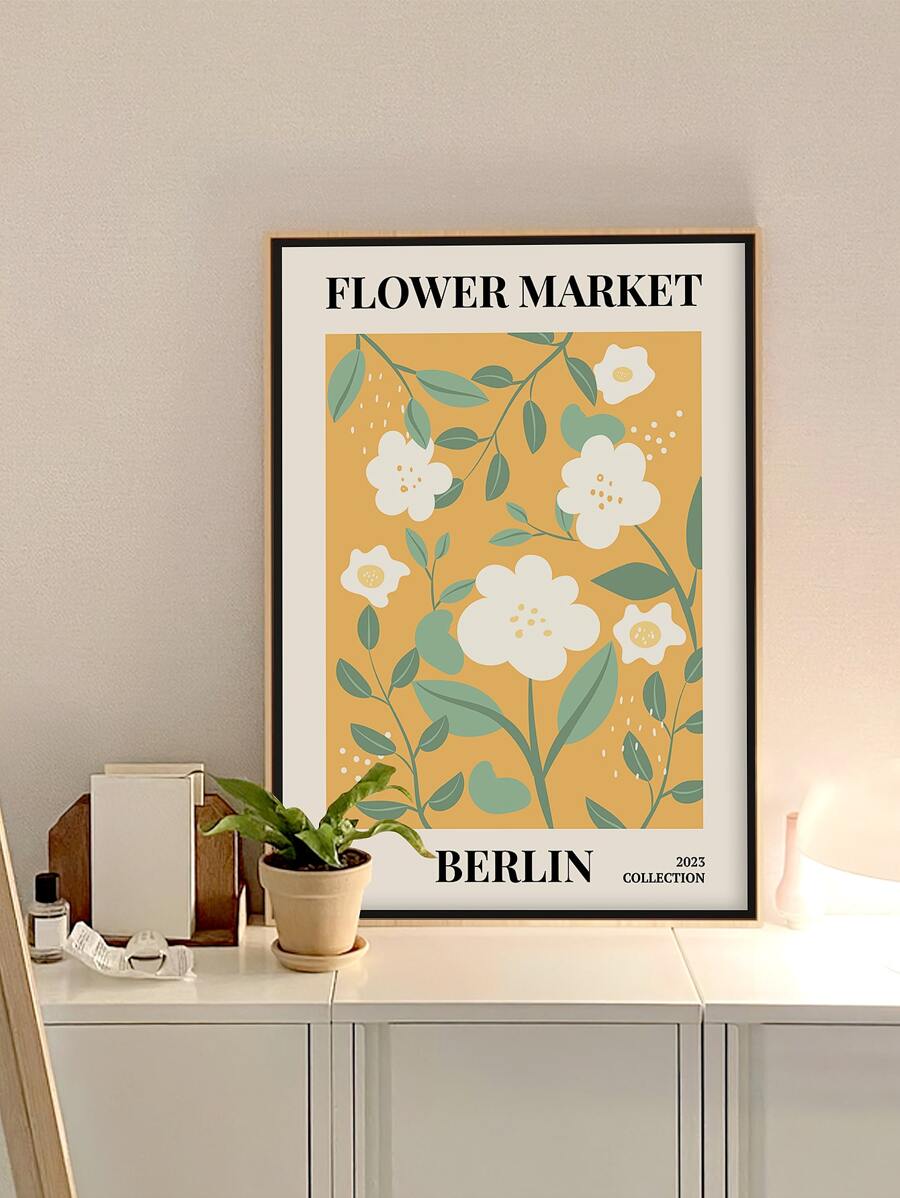 1入组花卉圖案無框畫化學纖維牆藝術畫適用於家居牆壁裝飾