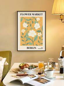 1入组花卉圖案無框畫化學纖維牆藝術畫適用於家居牆壁裝飾