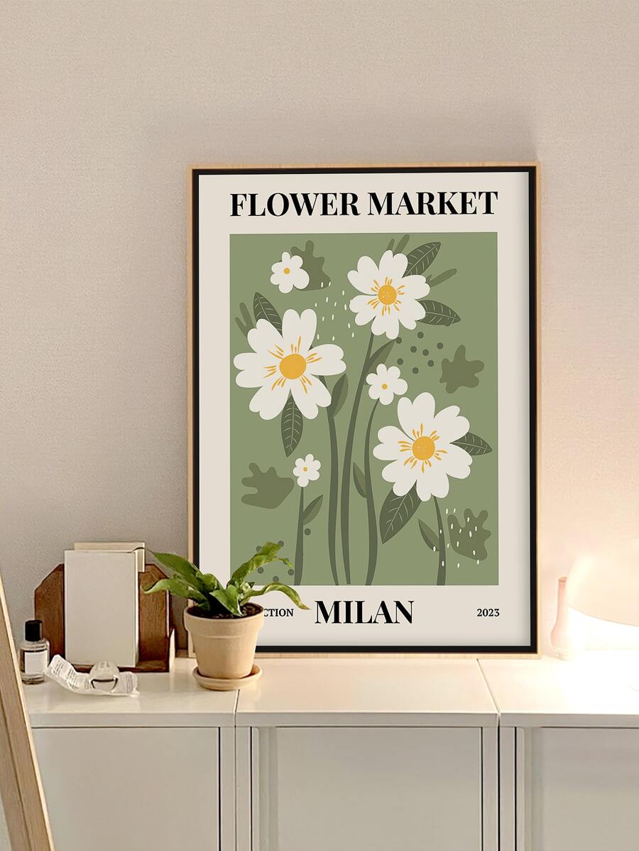 1入组花卉圖案無框畫化學纖維牆藝術畫適用於家居牆壁裝飾 - 彩色 - 查看 1