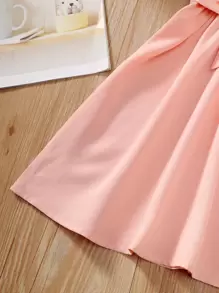 SHEIN Đầm bé gái Đề can Tương phản Mesh màu trơn Dễ thương - Hồng - Xem 5