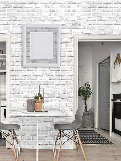 1m/3m/5m Wit Brick Pattern Wallpaper, Room/Home ation Self Adhesive Waterproof Wand Paper, Renovation Stickers Peel Panels, Wallpapers, Items Refresh Your Home, Festival Birthday Graduation view 2