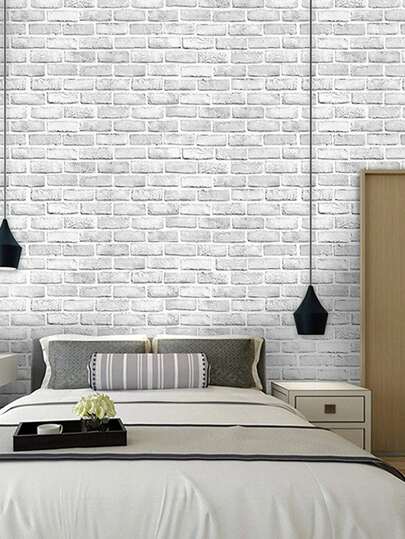 1m/3m/5m Wit Brick Pattern Wallpaper, Room/Home ation Self Adhesive Waterproof Wand Paper, Renovation Stickers Peel Panels, Wallpapers, Items Refresh Your Home, Festival Birthday Graduation view 4