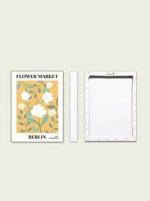 1pc Floral Pattern Framed Painting, Chemical Fiber Wall Art Painting For Home Wall Decor - Multicolor - View 4