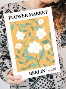 1pc Floral Pattern Framed Painting, Chemical Fiber Wall Art Painting For Home Wall Decor - Multicolor - View 6