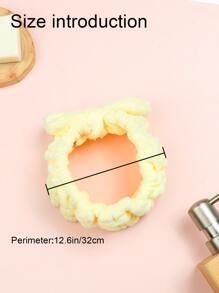 1 pieza Diadema de maquillaje facial de baño poliéster con diseño de lazo para cuarto de baño - Amarillo - Ver 2
