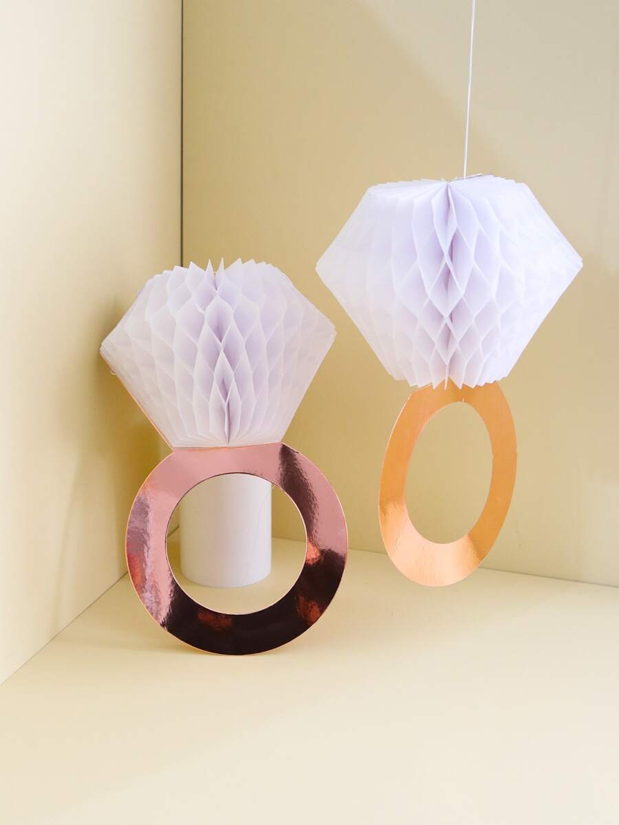 2入組/套紙蜂窩紋理鑽石設計紙巾球裝飾 - 彩色 - 查看 1