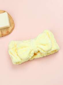1 pieza Diadema de maquillaje facial de baño poliéster con diseño de lazo para cuarto de baño - Amarillo - Ver 6