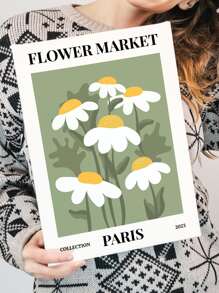 1入组花卉圖案裱框畫化纖牆藝術畫適用於家居牆壁裝飾 - 彩色 - 查看 7