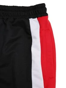 Manfinity Homme Men Loose Contrast Side Seam Drawstring Waist Sweatpants - Black - View 3