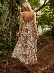 S BETRO Paisley Print Backless Cami Dress - Multicolor - View 1