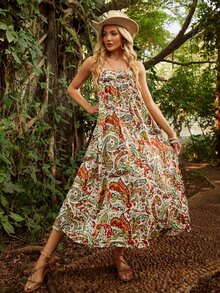 S BETRO Paisley Print Backless Cami Dress - Multicolor - View 3