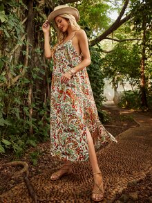 S BETRO Paisley Print Backless Cami Dress - Multicolor - View 4