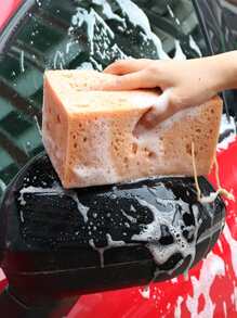 1 miếng bọt biển rửa xe hình chữ nhật trơn - Màu vàng - Xem 2