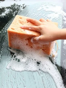 1 miếng bọt biển rửa xe hình chữ nhật trơn - Màu vàng - Xem 4