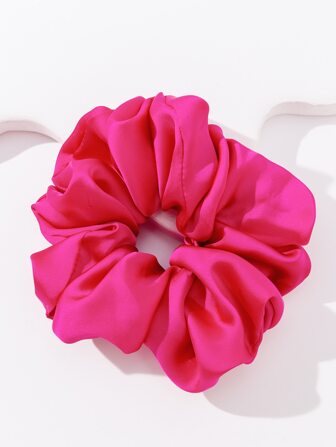 1pc Simple And Fashionable Women's Hair Scrunchie, Solid Color Satin Oversized Hair Accessory Casual,Pink Accessories Scrunchies Hair Ties Scrunchy Hair Ties Ponytail
