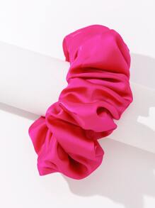 1个简约时尚女士发圈，纯色缎面超大号发饰，休闲粉色配饰发圈发绳，马尾辫发圈，头饰 - 玫紅色 - 查看 3