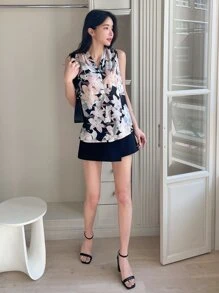 DAZY Floral Print Sleeveless Blouse Going Out Tops Easter - Multicolor - View 3