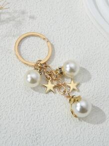 优雅的1件装女士仿珍珠星星吊坠时尚钥匙扣，可作钥匙装饰、汽车配饰、包包挂件，适合学校、哥特、Y2K风格，是圣诞节礼物、包包挂件、汽车配饰、老师、朋友、姐妹的理想礼物。 - 金色 - 查看 2