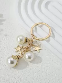 优雅的1件装女士仿珍珠星星吊坠时尚钥匙扣，可作钥匙装饰、汽车配饰、包包挂件，适合学校、哥特、Y2K风格，是圣诞节礼物、包包挂件、汽车配饰、老师、朋友、姐妹的理想礼物。 - 金色 - 查看 3