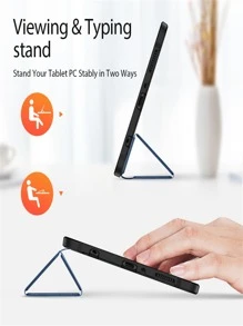 PU素色外殼兼容三星Galaxy Tab S7 Lite - 藍色 - 查看 4