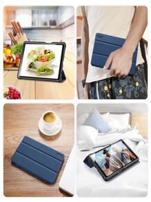 PU素色外殼兼容三星Galaxy Tab S7 Lite - 藍色 - 查看 10