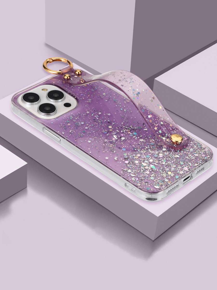 Glitter Phone Case With Wristband Holder