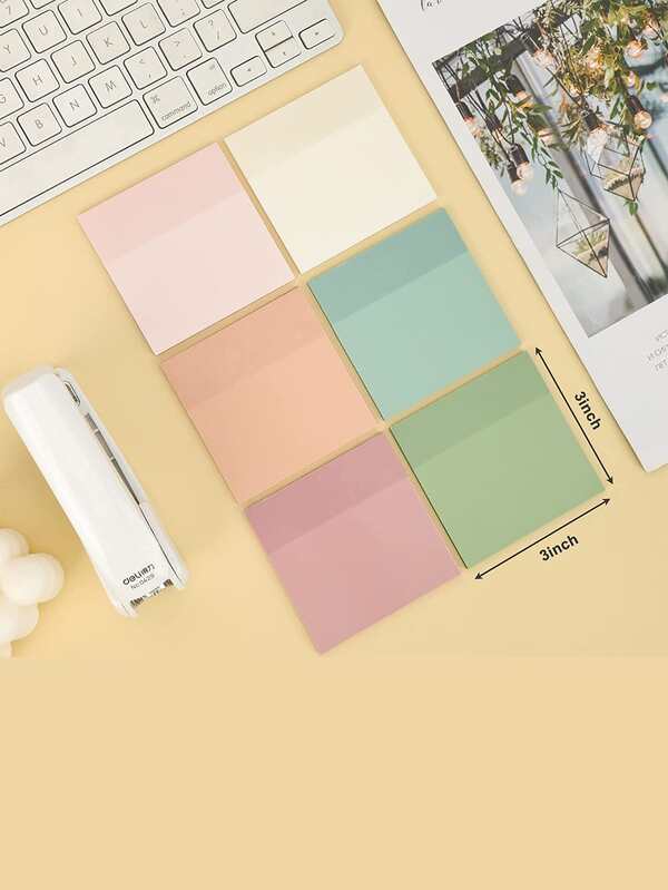 6pcs 3 X 3 Inch Transparent Sticky Note, Basics School Easy To Post