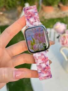 1 条 CNC 树脂雕刻 Apple 风格表带，可调节尺寸以适合手腕，防水防刮，兼容最新 Apple Watch Ultra 2/1、SE、S10/9/8/7/6/5/4/3/2/1、38/40/41/42/44/46//45/49 毫米尺寸 - 彩色 - 查看 2