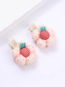 2pcs Flower Decor Alligator Hair Clip - Pink - View 1