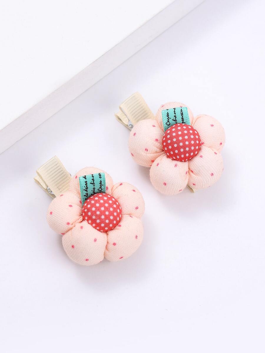 2pcs Flower Decor Alligator Hair Clip - Pink - View 1