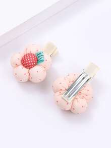 2pcs Flower Decor Alligator Hair Clip - Pink - View 3