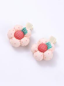 2pcs Flower Decor Alligator Hair Clip - Pink - View 4