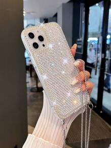 Funda para móvil con diseño de diamante de imitación con acollador - Blanco - Ver 2