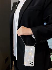 Funda para móvil con diseño de diamante de imitación con acollador - Blanco - Ver 4
