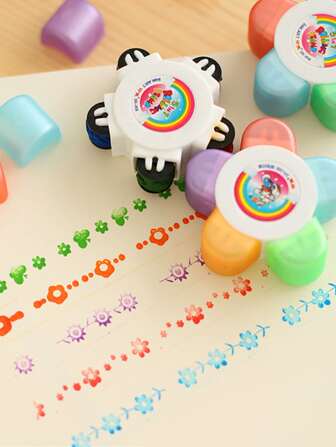 1枚卡通兔子和字母圖案花形郵票創意學習印章