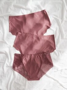 大碼3件蕾絲拼接內褲