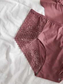 大碼3件蕾絲拼接內褲