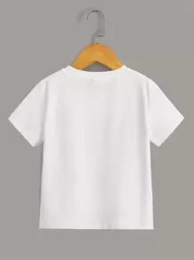 SHEIN 小男童熊貓和標語圖案T恤