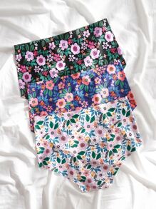 Plus 3pack Floral Print High Waisted Panty - Multicolor - View 2