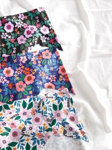 Plus 3pack Floral Print High Waisted Panty - Multicolor - View 4