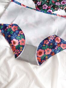 Plus 3pack Floral Print High Waisted Panty - Multicolor - View 5