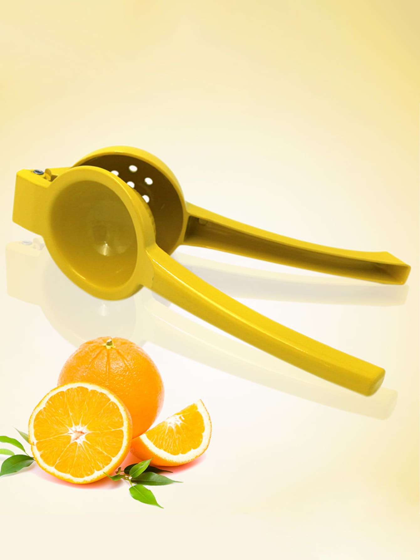 1入組鋁合金檸檬手動榨汁機廚房用創意黃色手動壓榨榨汁機 - 黃色 - 查看 1