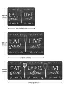 1入組滌綸廚房現代烹飪和字母圖案廚房墊 - 黑色 - 查看 6
