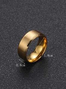 1入組男士時尚不銹鋼黑色流行戒指 - 金黃色 - 查看 3