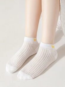 5雙小女童皇冠圖案短襪 - 彩色 - 查看 2