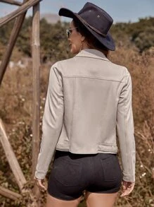 RELISH NOLESS Zip Up Biker Jacket - Grey - View 2