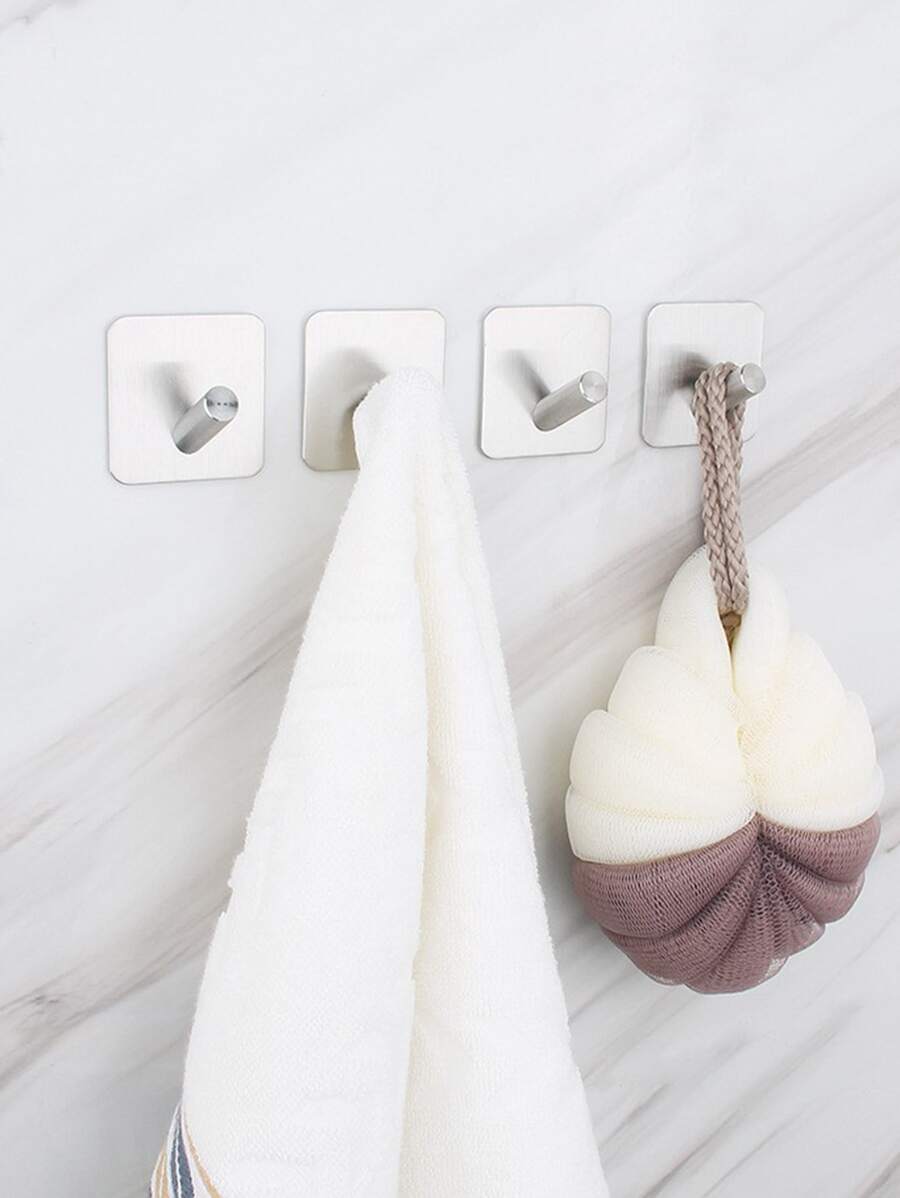 1入組不銹鋼自粘掛鉤浴用極簡免打孔自粘粘鉤 - 銀色 - 查看 1