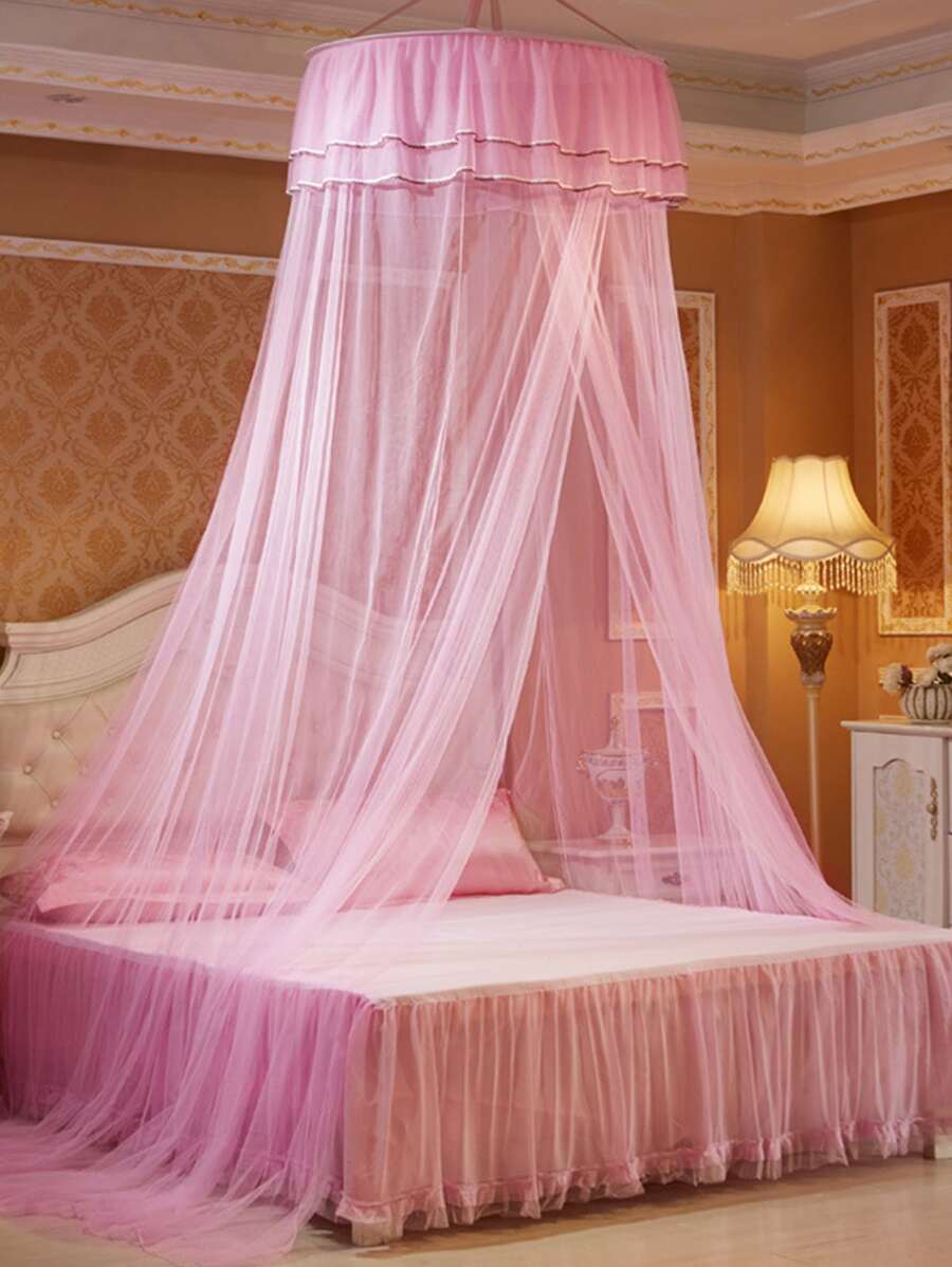 1pc Polyester Mosquito Net, Modernist Pink Butterfly Decor Bed Canopy ...