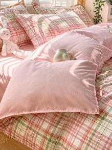 3pcs/set Plaid Print Duvet Cover Set (1pc Duvet Cover & 2pcs Pillow Case), Modernist Fabric Bedding Set For All Season - Multicolor - View 3